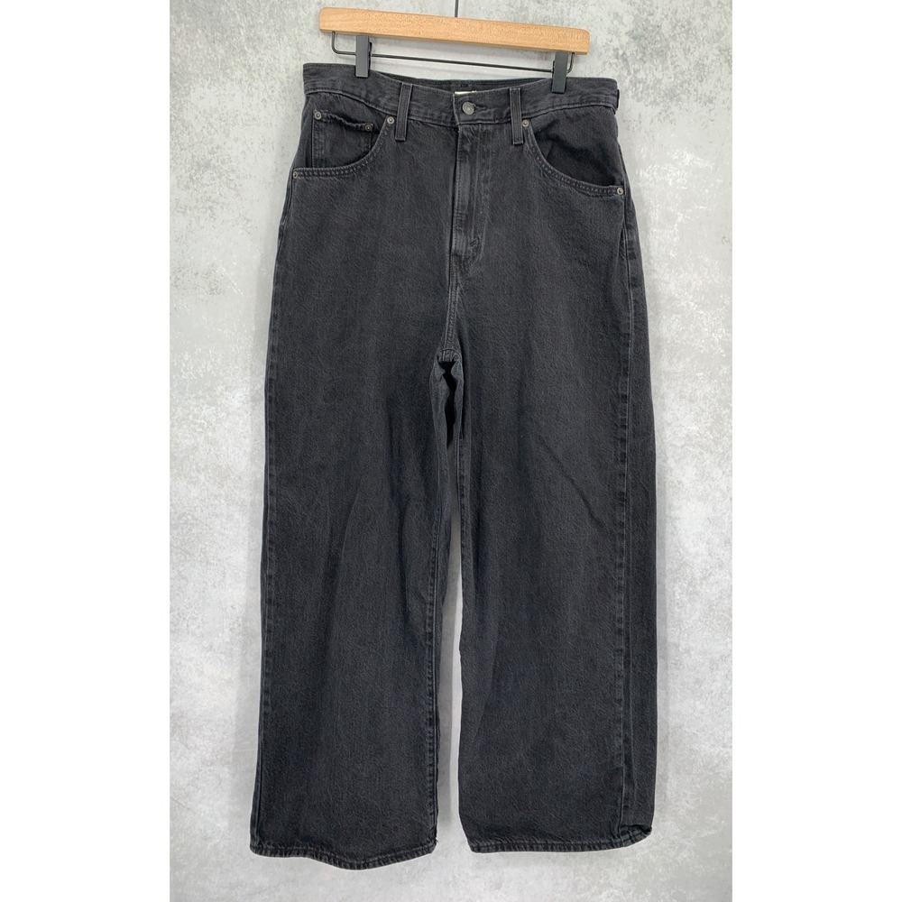 Levis Cinch Baggy Jeans Womens 31 Black Wide Leg 100% Cotton Denim Pants